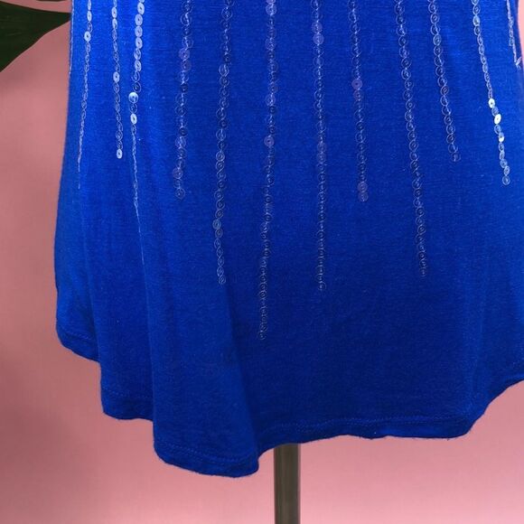 Daytrip Buckle Cobalt Blue Sequined Scoop Neck Top - Picture 7 of 14